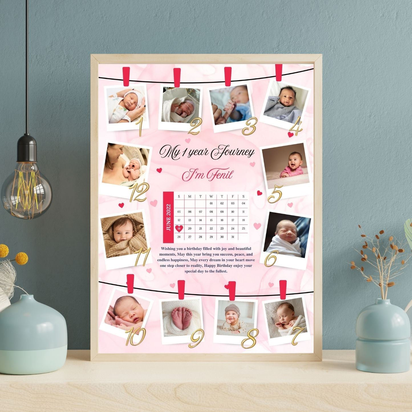 Personalized 12 Months Complete Baby Photo Frame