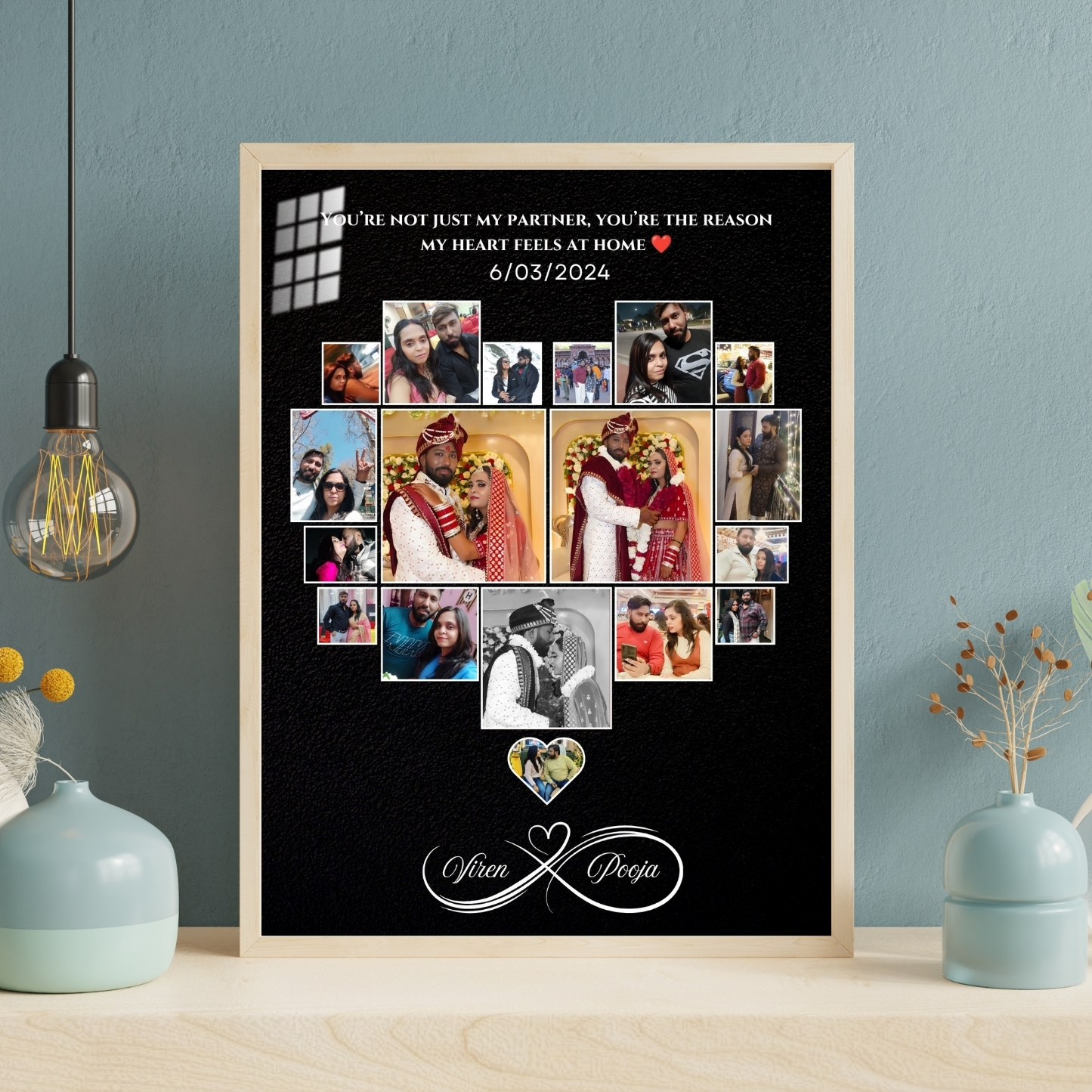 Forever Mine Heart-Shaped Custom Photo Frame