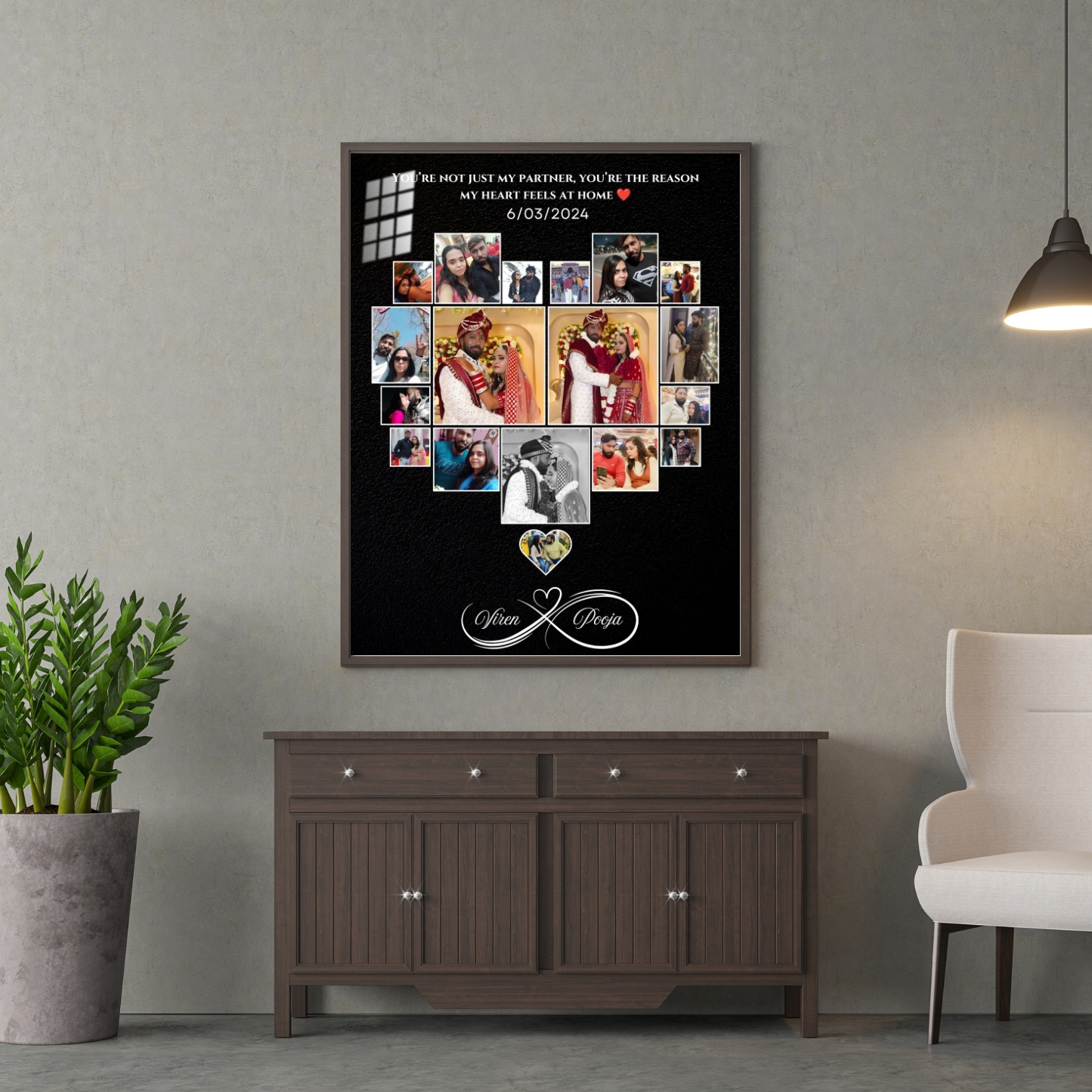 Forever Mine Heart-Shaped Custom Photo Frame