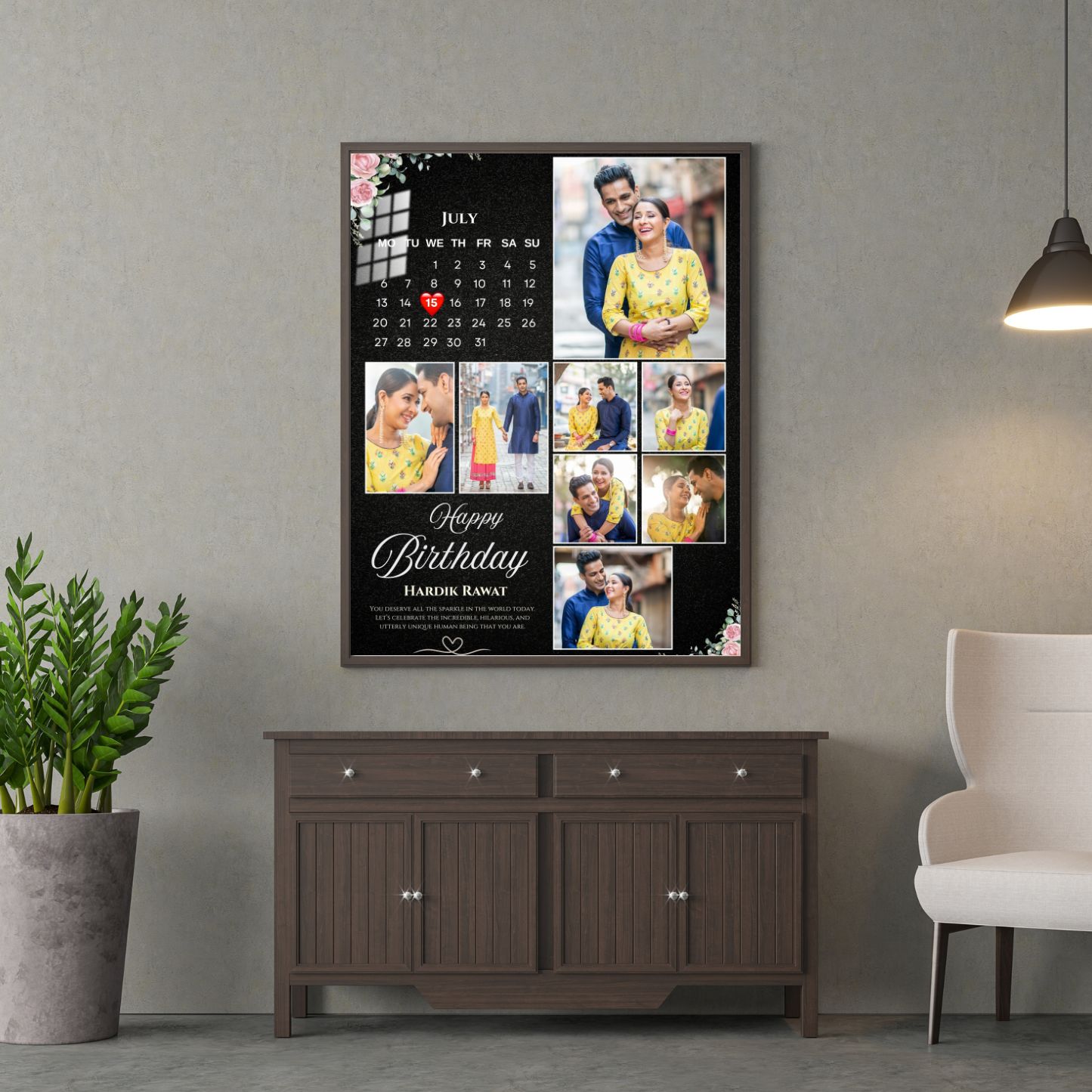 Personalized Happy Birthday Calendar Photo Frame