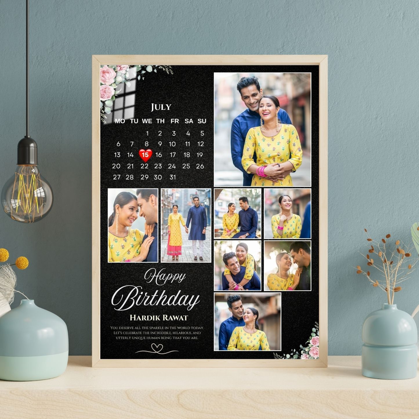 Personalized Happy Birthday Calendar Photo Frame