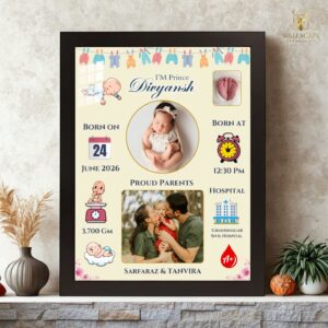 NewBorn Baby birth Details Customize Memorable Photo Frame