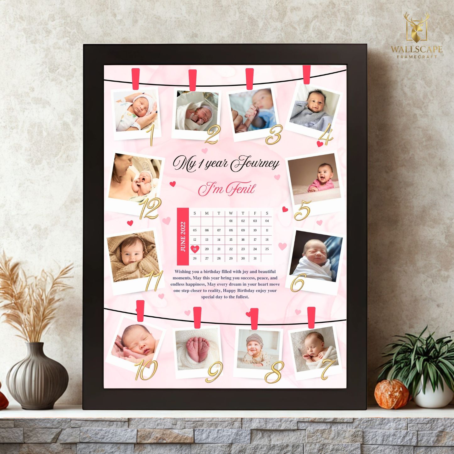 Personalized 12 Months Complete Baby Photo Frame