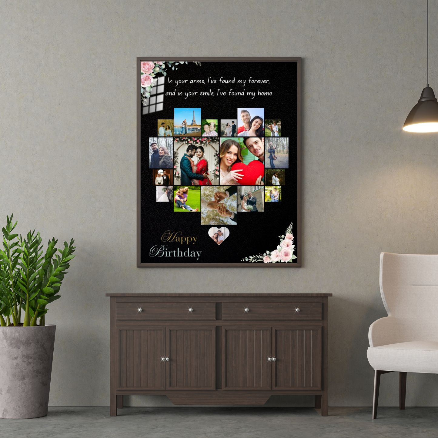 Happy Birthday Heart Shape Customize Photo Frame