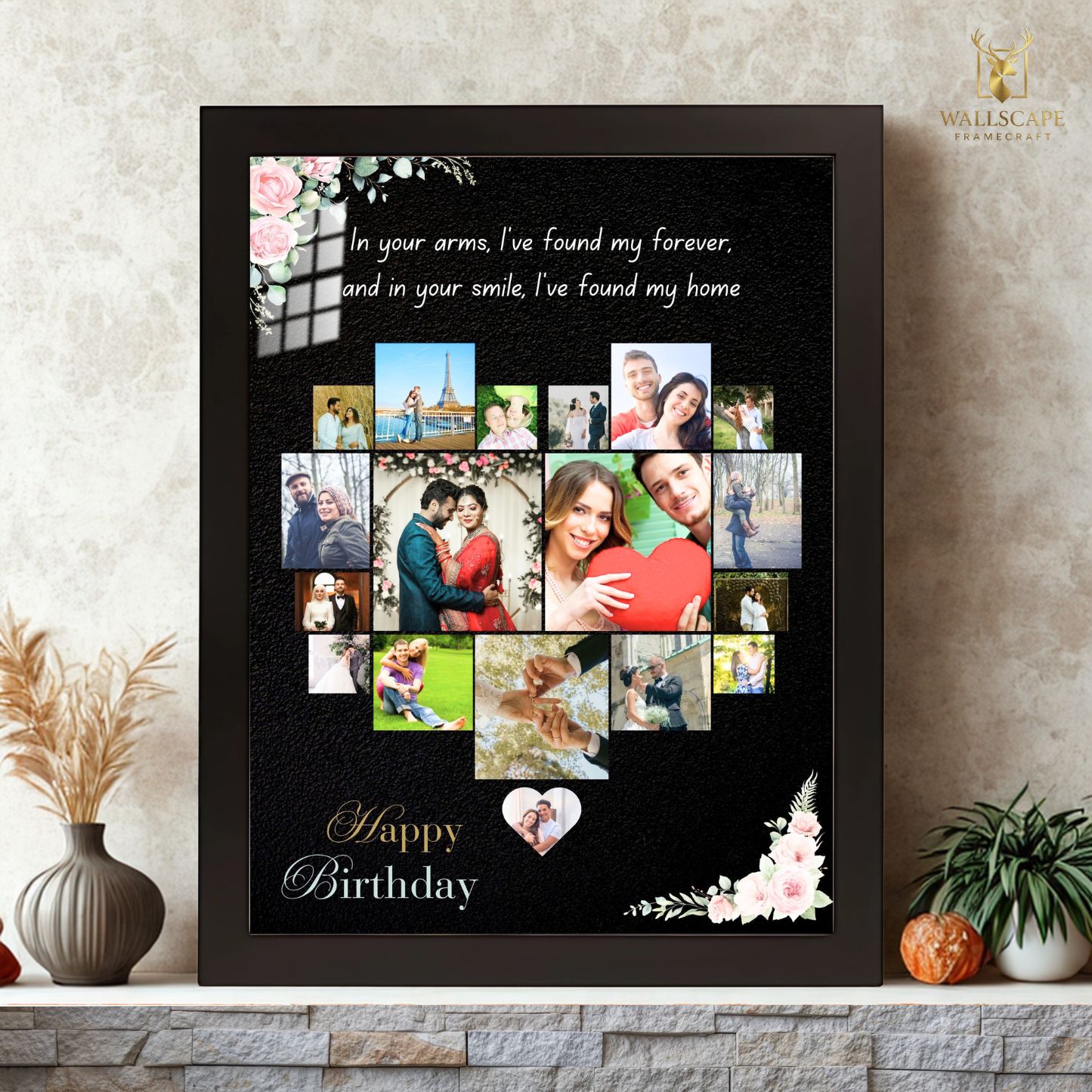 Happy Birthday Heart Shape Customize Photo Frame