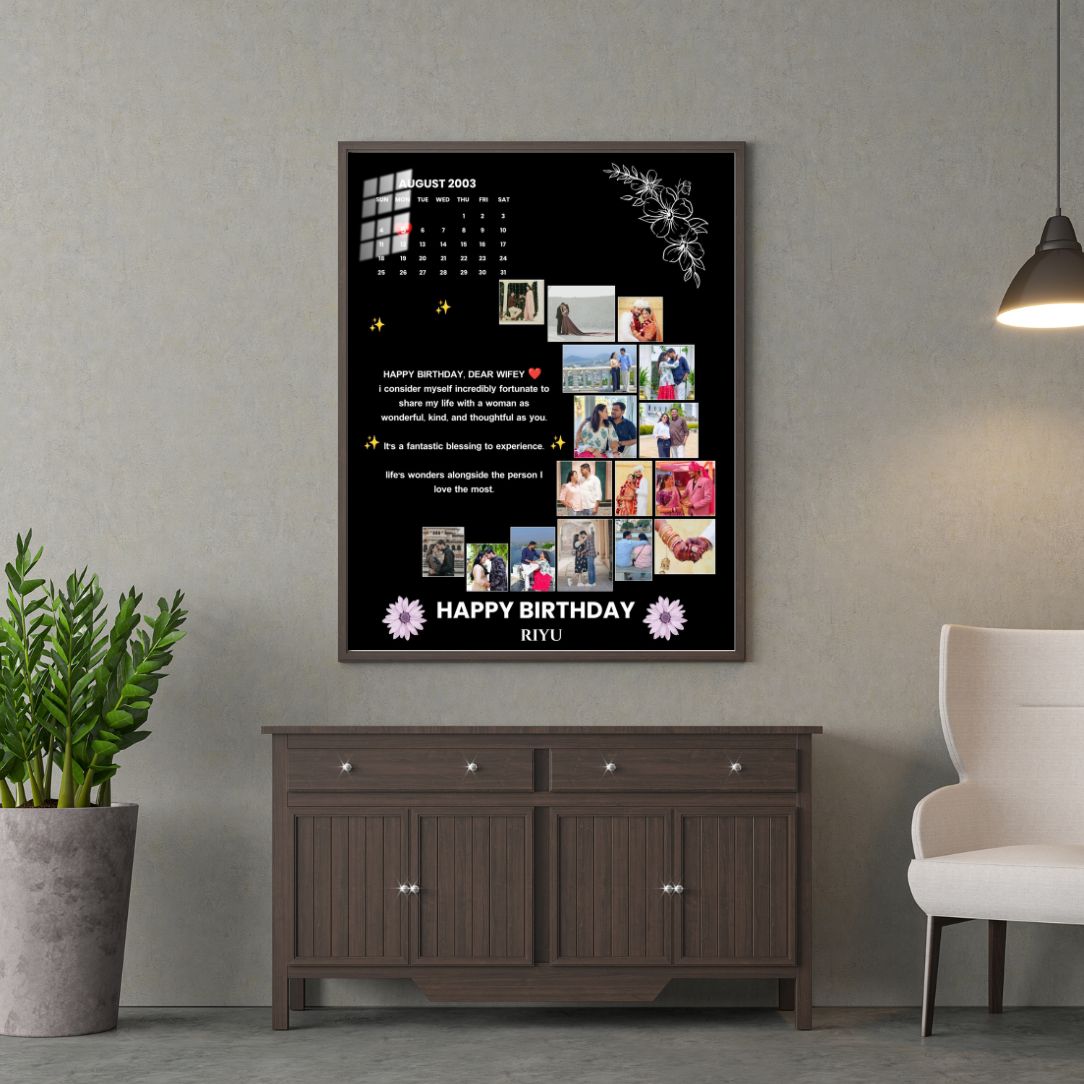 Birthday Photo Collage Frame with Custom Calendar