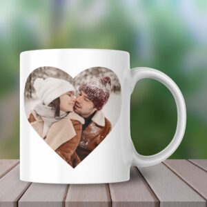Heart Shape Couple Photo Custom Coffee Cup