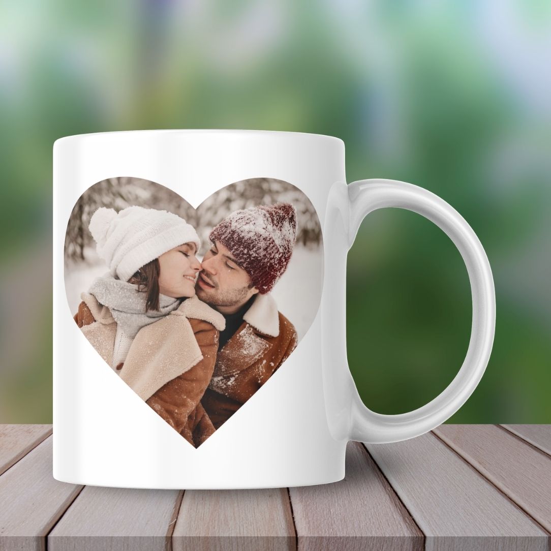Heart Shape Couple Photo Custom Coffee Cup
