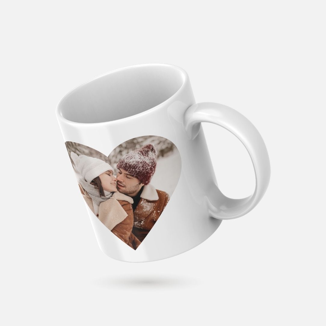 Heart Shape Couple Photo Custom Coffee Cup