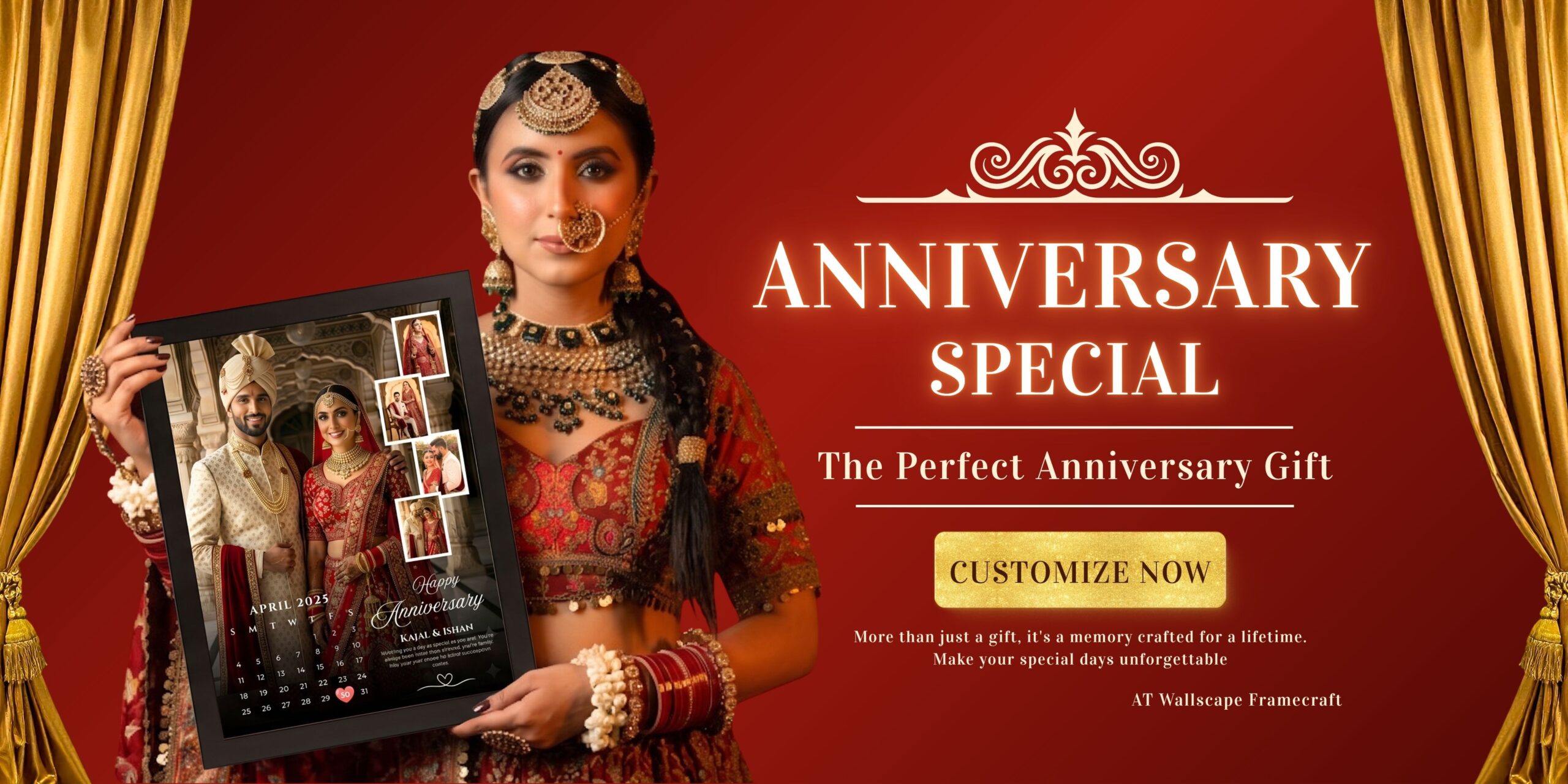 Red And Gold Elegant Indian Bridal Studio Promotion Banner