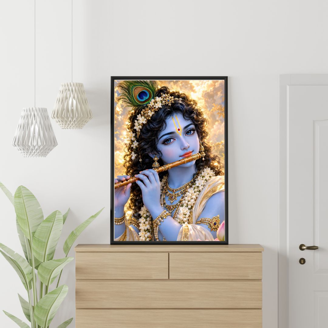 Lord Krishna Portrait Photo Frame Divine Wall Frame for Home Decor & Gifting